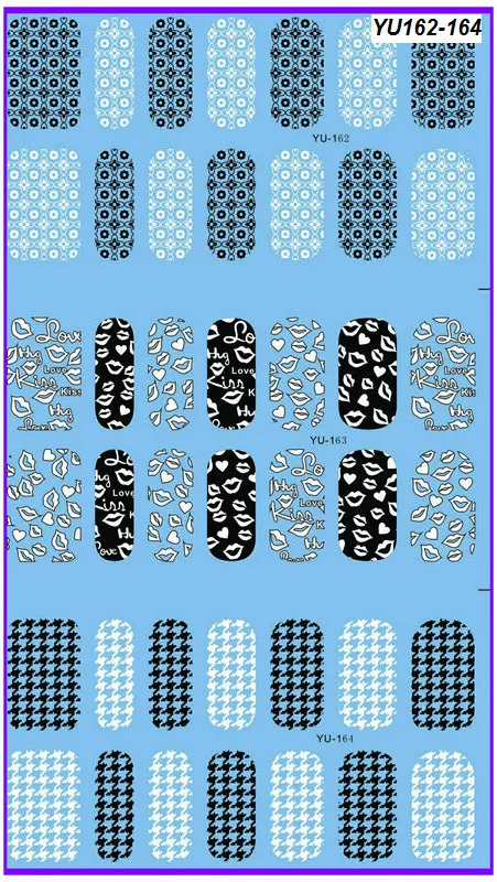 

3 PACK/ LOT WATER DECAL NAIL ART NAIL STICKER FULL COVER BLACK WHITE FRENCH SMILE LACE YU162-164