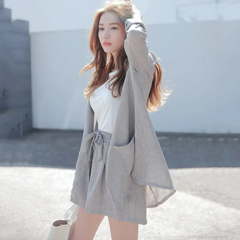 Женский костюм комплект из 2 предметов хлопковый льняной летний свободный