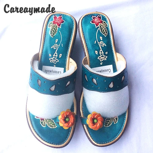 Новинка Летние кожаные шлепанцы Careaymade с мягкой подошвой удобные нескользящие