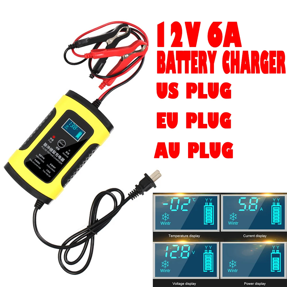 12V 6A автомобильное зарядное устройство для мотоцикла полностью интеллектуальное