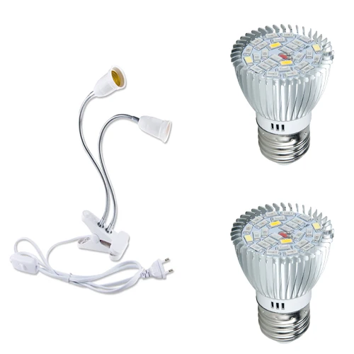 2 lamp2 and 2 socket Светодиодный светильник, ламповый держатель, конвертер 220 В, ЕС, E27, 110 В, США, E27, лампа для выращивания растений, теплица, светильник, ing спектр, внутренний светильник - Испускаемый цвет: 2 lamp2 and 2 socket