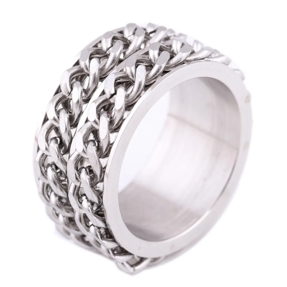 

Men's jewelry fashion Stainless steel chain spinner rings for man and women