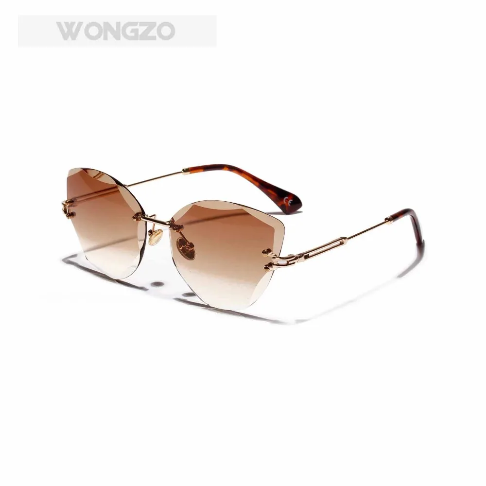 WongZo Borderless sunglasses Retro Cat eye glasses Sun protection Marine style party for women UV400 | Аксессуары для одежды