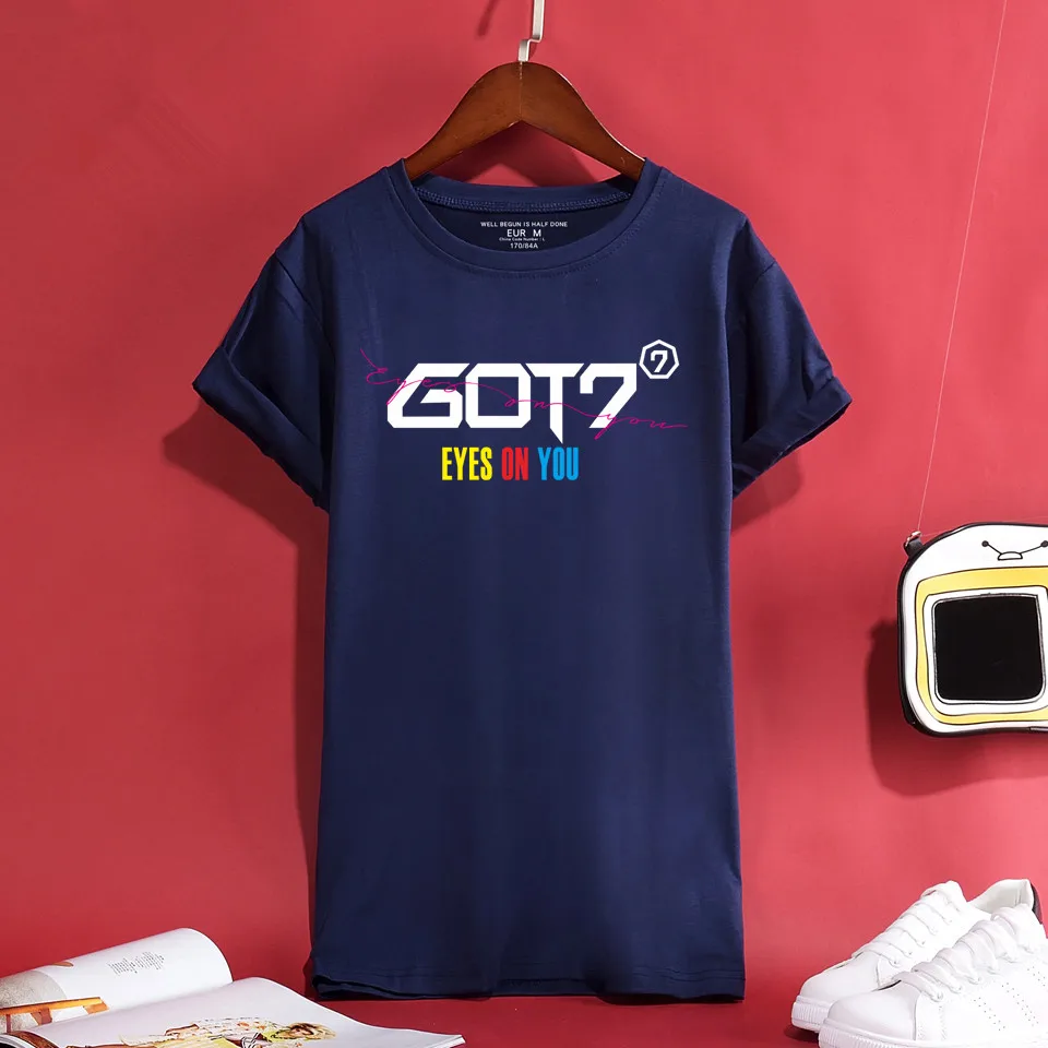 Kpop GOT7 глаза на вас футболка для мужчин женщин Harajuku Повседневная Уличная Хлопок