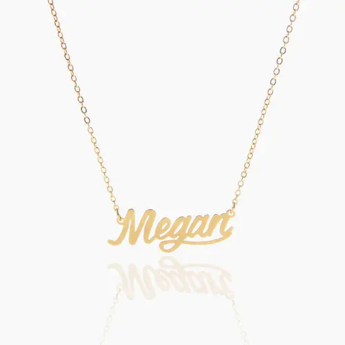 Женское колье с надписью Megan Name золотистого цвета из нержавеющей стали NL2386|letter
