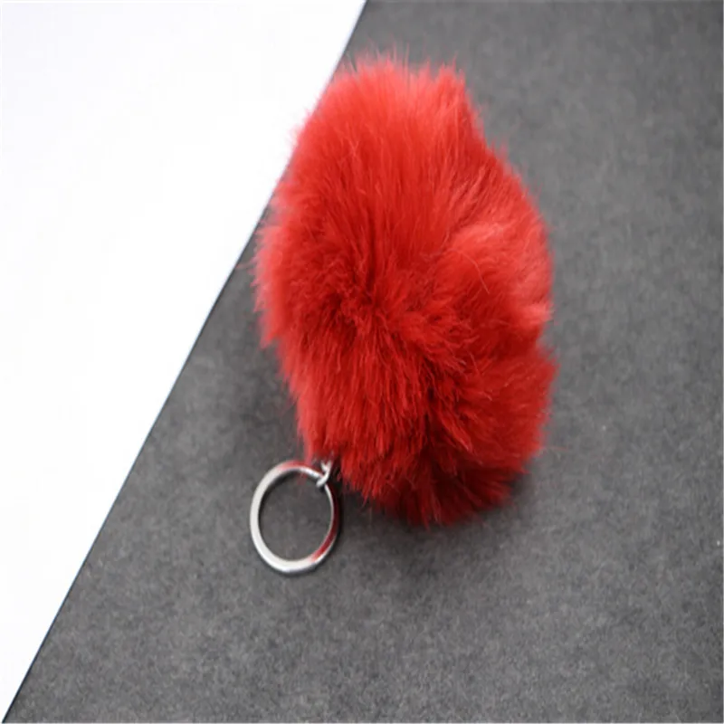 2017 New Fashion Rabbit Fur Keychain Ball PomPom Cell Phone Car Bag Fluffy Pendant Silver Metal Buckle Charm Key Ring | Украшения и