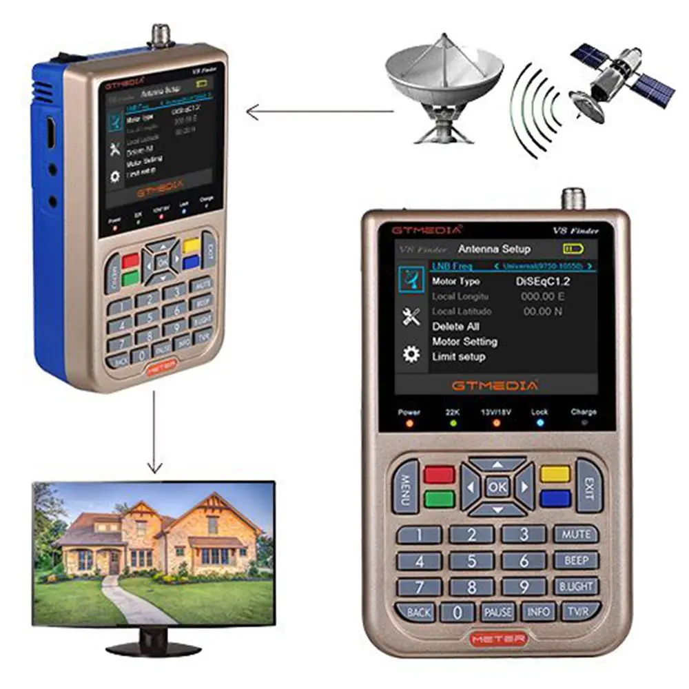 GTmedia V8 Finder метр спутниковый Finder HD DVBS2/S2X FTA Цифровой спутниковый Finder Sat Finder Satfinder 3000 мАч батарея