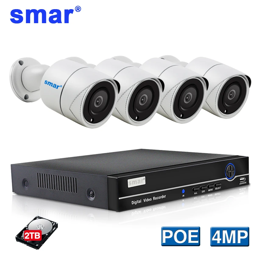 Камера видеонаблюдения Smar 4 канала POE NVR МП HDMI|Система наблюдения| |