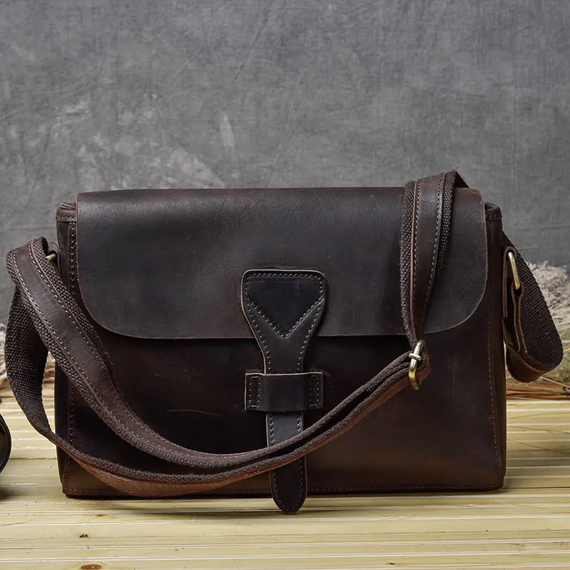 Genuine Leather Vintage Mens Bags Tote Crossbody Men's Laptop Messenger Flap Bag shoulder bag |