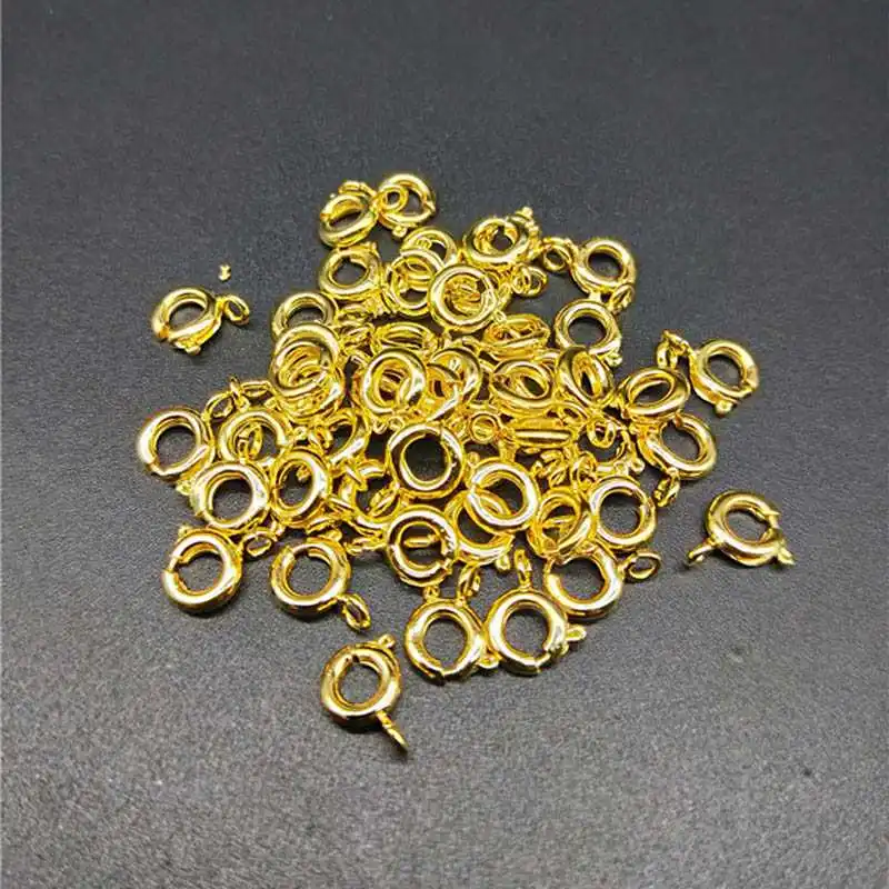 DIY 6mm 50pcs/lot Cheap Lovely High Quality Gold/Silver Plated Spring Ring Clasps Connection For Necklace Bracelet Buckle Gift | Украшения
