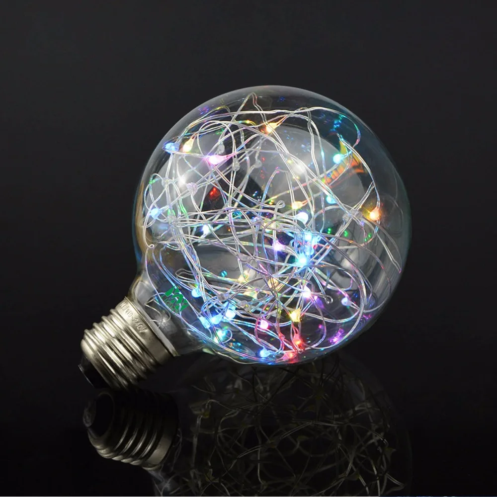 YWXLight Новогодняя G95 Светодиодная лампа E27 RGB 1 Вт 85 в 265 гирлянда Рождественские огни