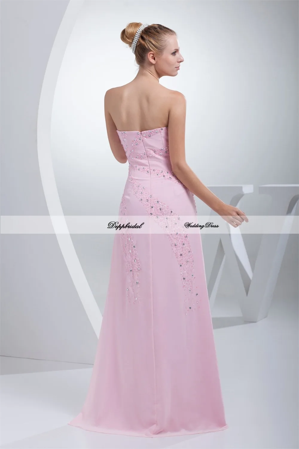 Шифон линии милая рукавов бисероплетение этаж длина вечернее платье халат де