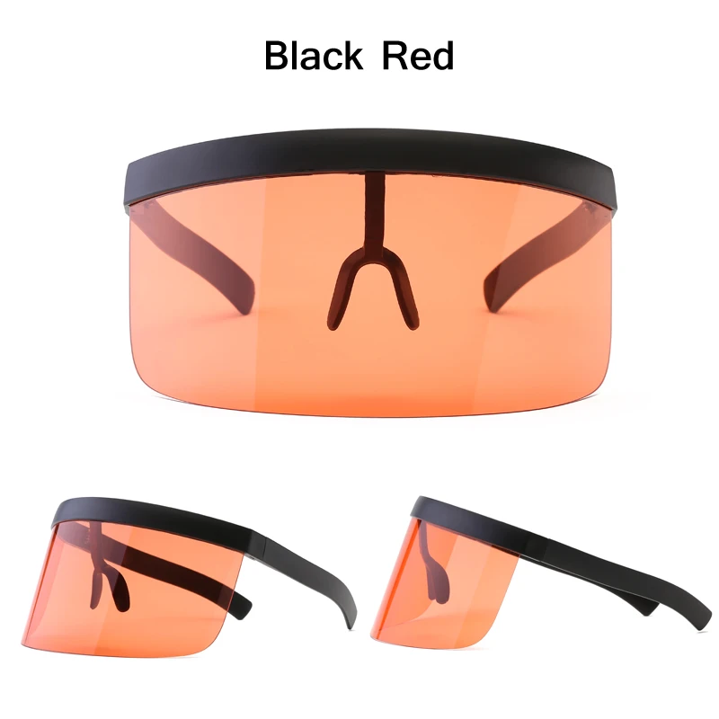 Black Red Longkeperer, женские солнцезащитные очки с большим козырьком, мужские, UV400, плоский верх, одноцветные линзы, большой козырек, очки, Gafes 8025 - Цвет линз: Black Red