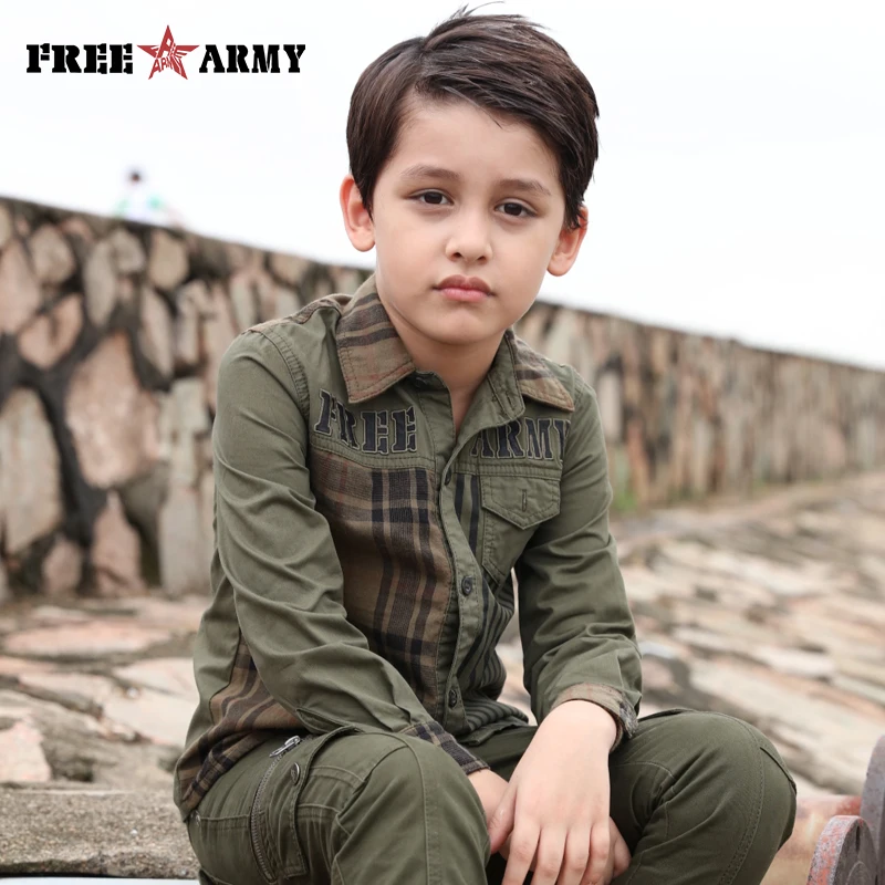 FreeArmy/брендовая Осенняя рубашка для мальчиков клетчатые топы с длинными рукавами