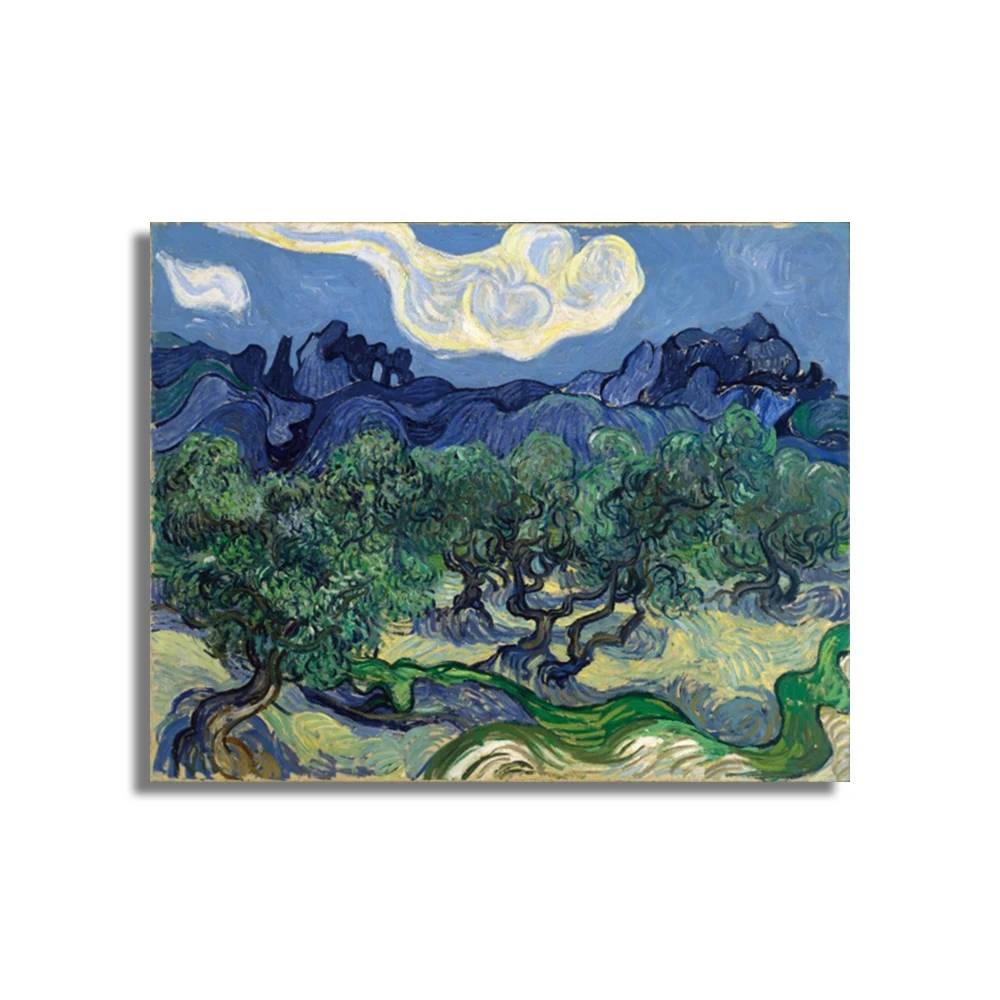 Пейзаж с оливком Винсента Ван Гога плакаты и печать холст живопись каллиграфия