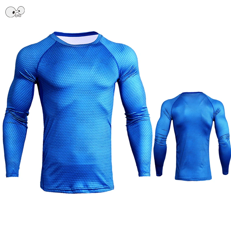 Новинка 2020 Мужская быстросохнущая компрессионная футболка с длинным рукавом для
