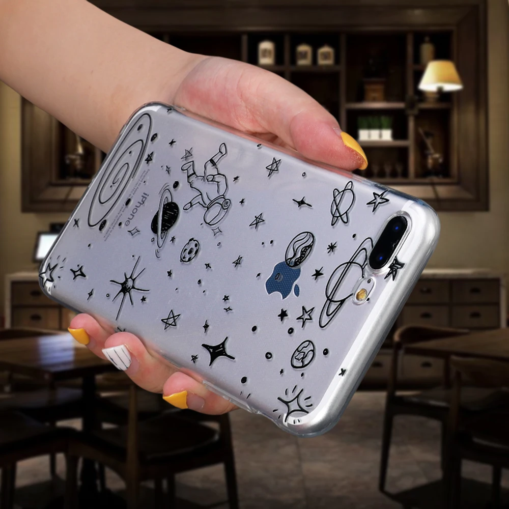 LOVECOM астронавт звезды планета Мягкий ТПУ чехол для телефона для iPhone 11 Pro Max XR XS Max 6 6S 7 8 Plus X Телефон задняя крышка Coque