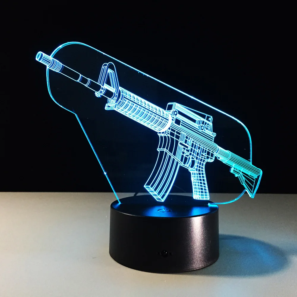 AK GUN 3d светодиодные ночные светильники Lampara Escritorio ночник батарея освещение для