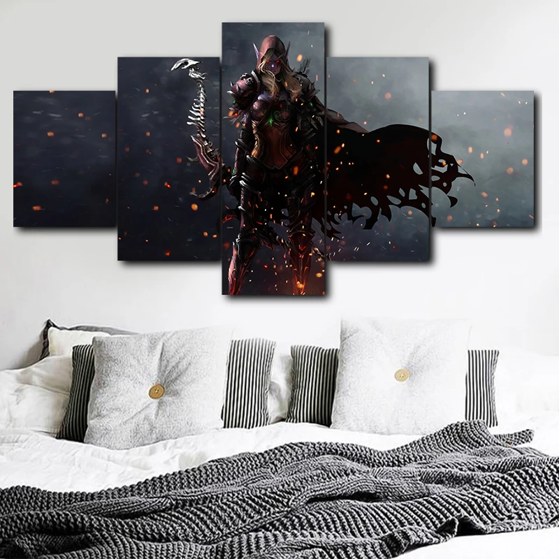 Игра 5 шт. HD Печать Красивая Леди Sylvanas Windrunner плакат, картина стены художника украшение дома украшение стены