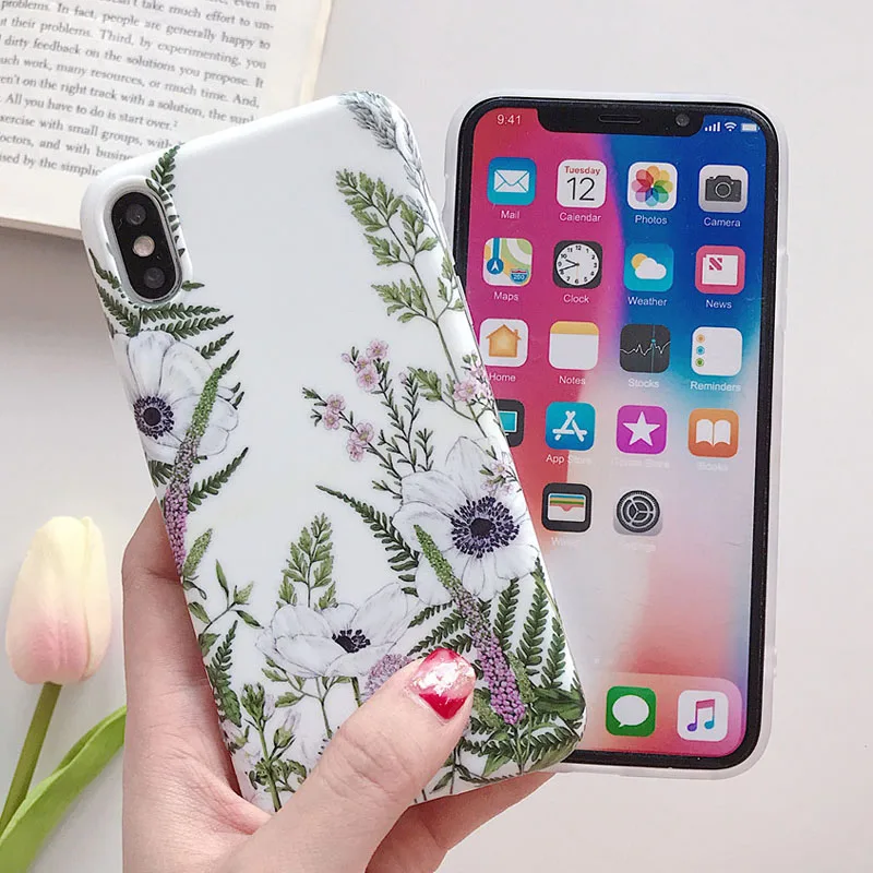 USLION цветок мягкий чехол для телефона для iPhone 11 Pro Max 8 6 7 Plus роза цветочные листья чехол для iPhone X XS Max XR ТПУ силиконовый чехол