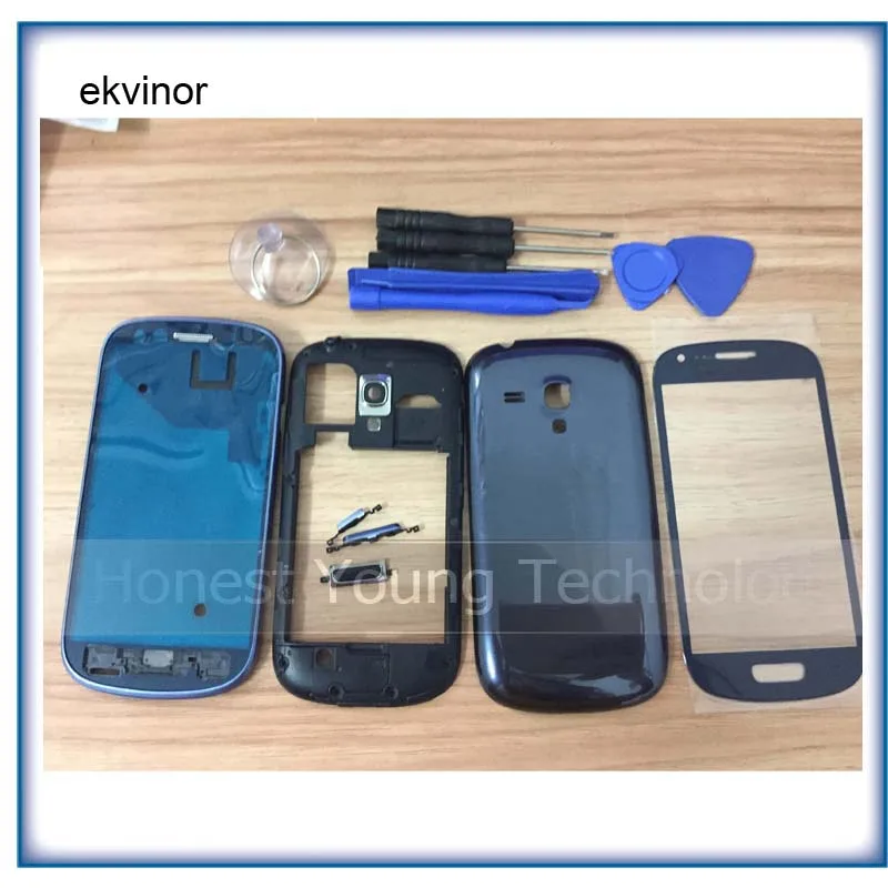 

Корпус для Samsung Galaxy S3 mini GT I8190, экран с передним стеклом + средняя рамка + передняя рамка + задняя крышка с инструментами