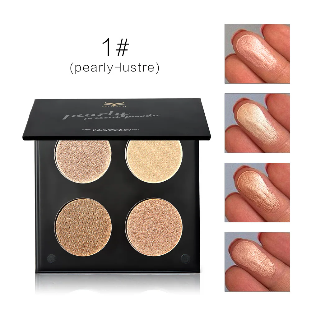 4 Colors Highlighter Bronzer Powder Palette Set Brighten Base Makeup Glow Kit | Красота и здоровье