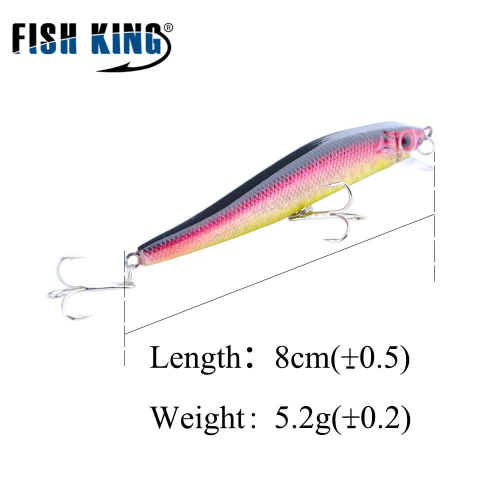 Рыбы король Рыболовная Приманка Minnow 80 мм/5 2G 3D глаза Искусственные приманки