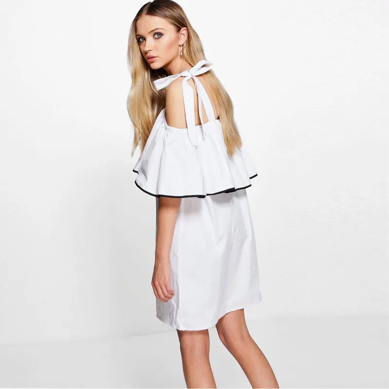 Haoduoyi 2017 новый летний мода платье Женщины без бретелек плечевой ремень в виде