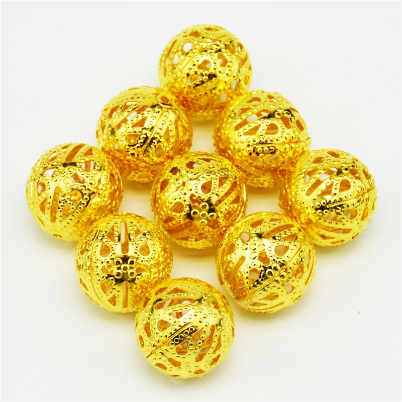 Круглые металлические бусины шармы с отверстиями 4/6/8/10/12/14/16/18 мм|beads charms|round ballhollow