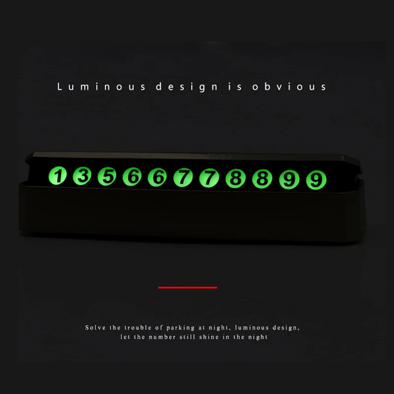 Автомобильная временная парковочная карта с светящимся ночным светом, уведомляющая о номере телефона, на наклейке в стиле "рокер-переключатель", автодополнение.