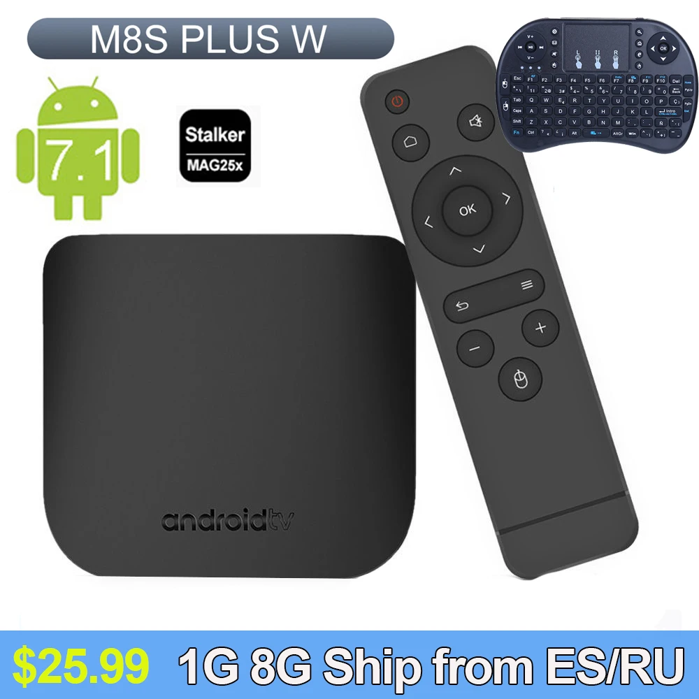Android tv Box Amlogic S905W Android tv BOX четырехъядерный 2,4G 5G двойной WiFi Android 7,1 Smart медиаплеер Mecool M8S PLUS X