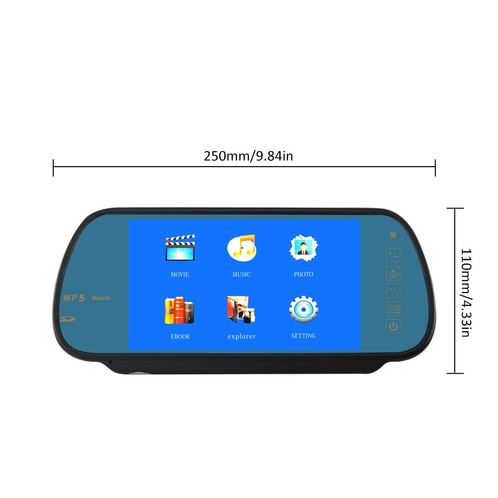 Новый 7 дюймов автомобиля Зеркало заднего вида Дисплей MP3/MP4 плеер Bluetooth Динамик