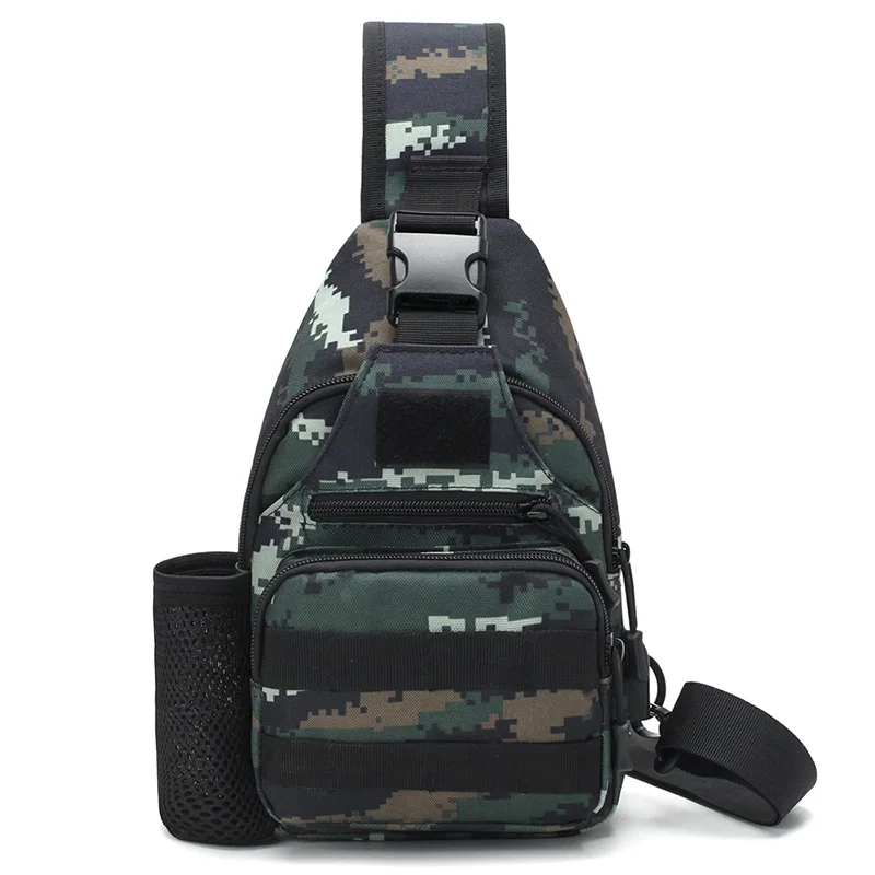 High Quality Camouflage Waterproof Nylon Durable Men Women Crossbody Sling Travel School Chest Shoulder Bag with bottle Holder |