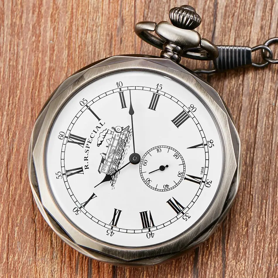 Antique Silver London Pocket & Fob Watches Hand Wind Skeleton Men Women Mechanical Pocket Watch With Pendant Chain Necklace