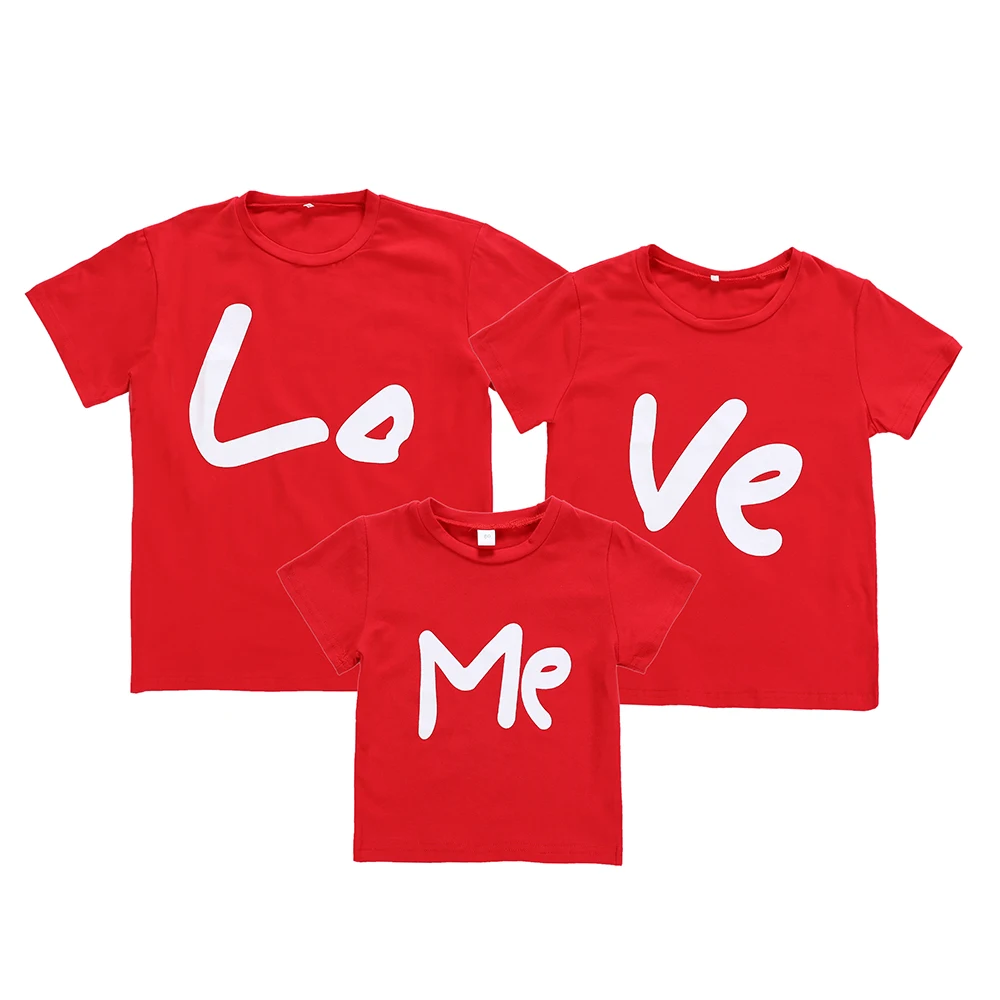 Наряды для мамы и сына Love Me одежда дочки подходящие ко всей семье футболки летняя