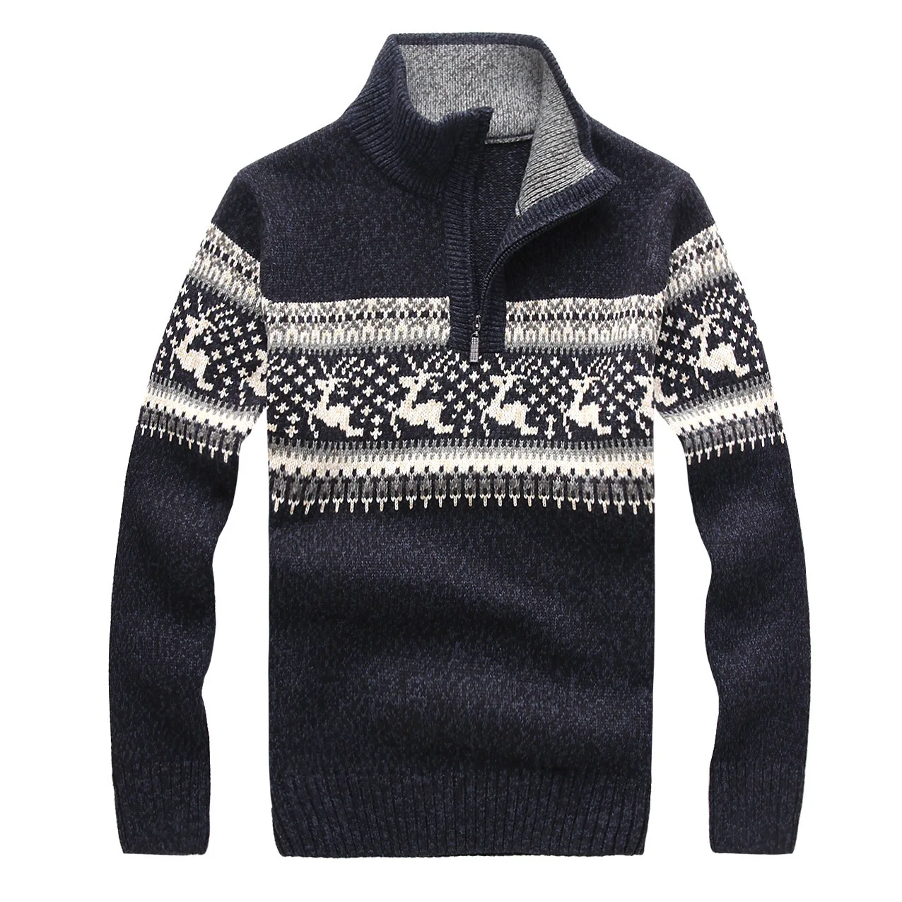Men's Autumn Winter Brand Turtleneck Sweater Men Cashmere Warm Pullover Sweaters Male Christmas Deer Pattern Knitted Jumper | Мужская