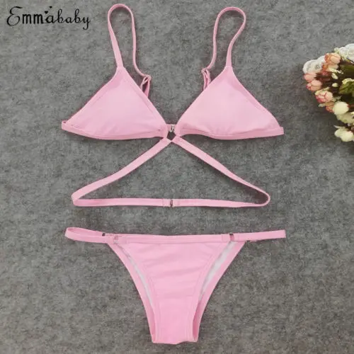 Sexy Brand New Women Beachwear Push-Up Padded Bra Bikini Set Solid Ladies Swimsuit Low Waist Bathing Suit Hot Brazilian Swimwear | Спорт и