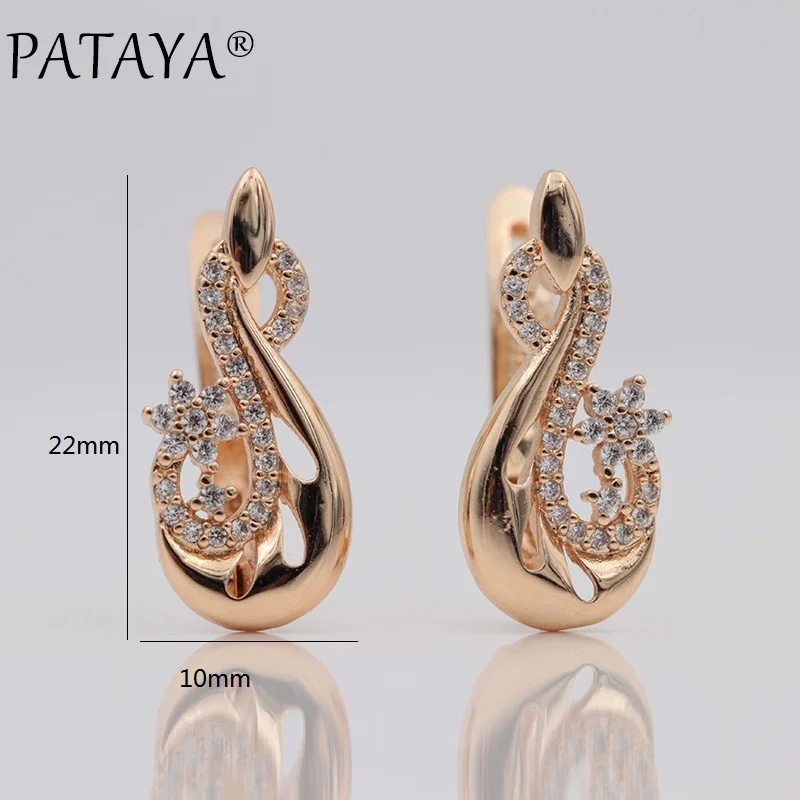 PATAYA, новинка, экстремальная роскошь, винтажное цветочное ювелирное изделие для женщин, Свадебная вечеринка, 585, розовое золото, микро-воск, инкрустация, натуральный циркон, висячие серьги