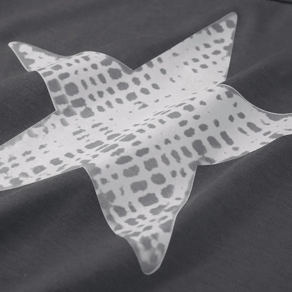 Женская футболка с принтом в виде звезд Повседневная коротким рукавом и узлом на