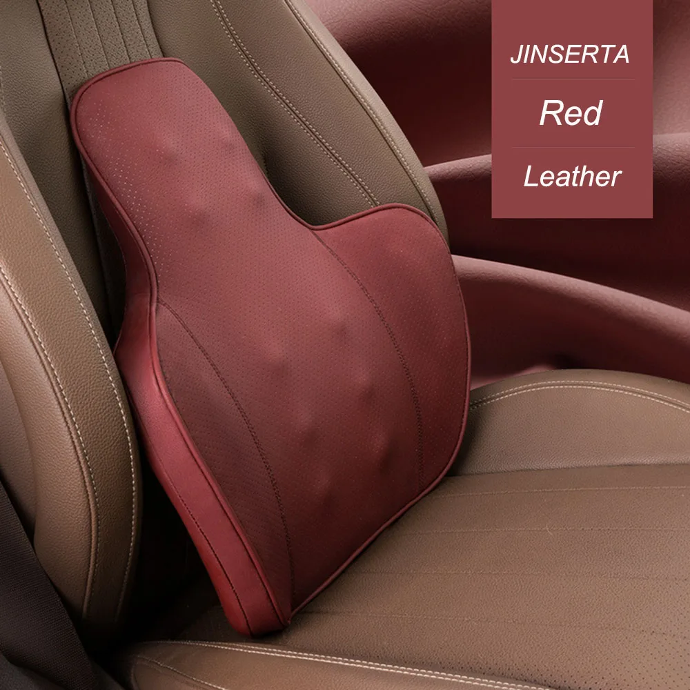 Red-Waist2 JINSERTA из искусственной кожи подголовник автомобиля подушка для шеи авто подушки сиденья Поддержка спины поясничная Подушка с эффектом памяти чехол для сиденья дорожная подушка - Цвет: Red-Waist2