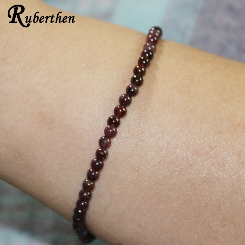 Ruberthen натуральный гранатовый браслет 4 мм свободный с бусинами модный мини