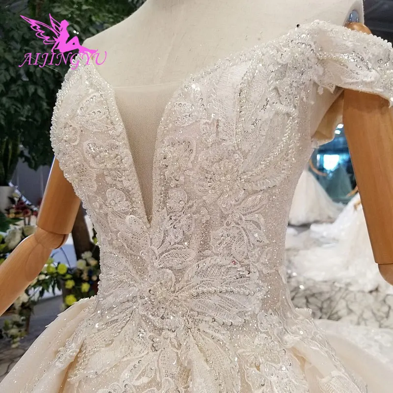 

AIJINGYU Wedding Dress Beaded Wonderful Buy Designer Supplies Bridal Price Turkey Gown Curvy Winter Wedding Gowns