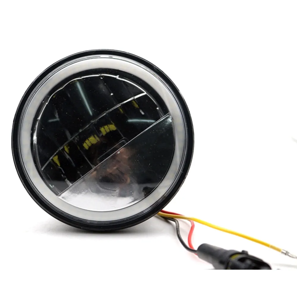2 Pcs Reflector 4.5 Inch LED Passing Fog Lights Auxiliary Light White DRL Halo Motorcycle Fog Lamp