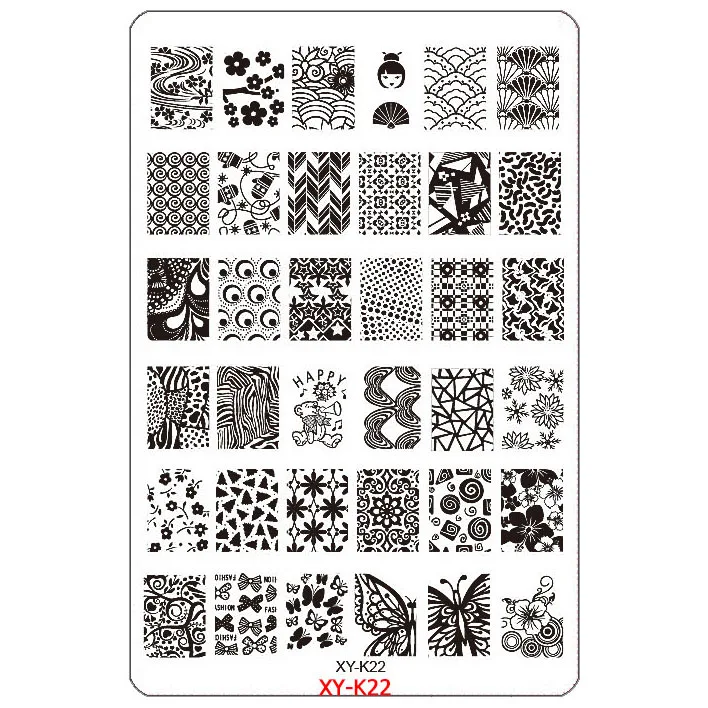 XYK22 Kimcci 14,5*9,5 см XY-K серии пластины для штамповки ногтей Пластиковые кружевные цветочные шаблоны для маникюра трафареты салонные инструменты для маникюра - Цвет: XYK22