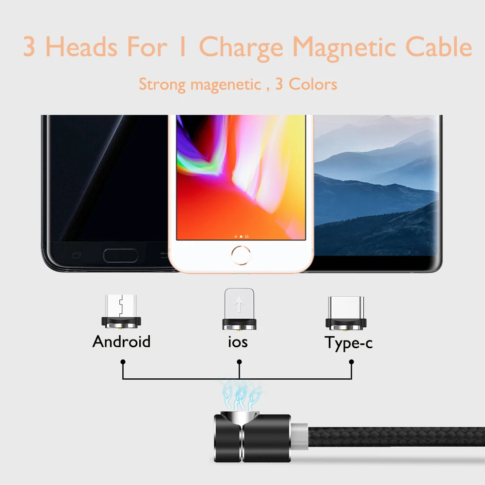 3 в 1 Магнитный Мобильный телефон usb Быстрый кабель для Android/iOS/TYPE C apple android быстрой