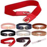 womens belt elastic stretch fashion waist cinch band 4 0cm wide with clasp alloy buckle