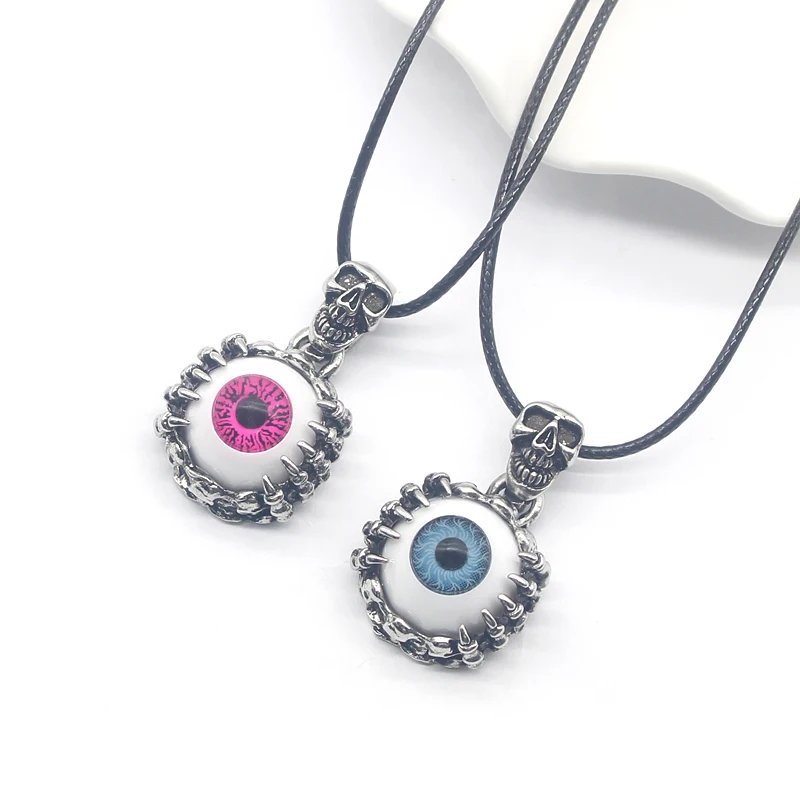 Винтаж демон глаз Ожерелья и подвески панк черепа кулон Для мужчин