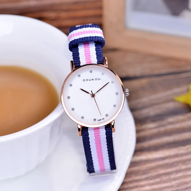 Новые женские часы с нейлоновым ремешком повседневные спортивные наручные