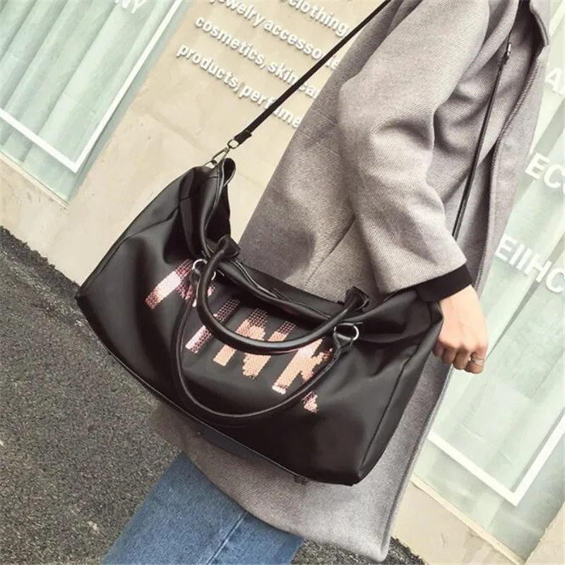 2017 спортивные сумки металлические блестки розовые буквы тренажерный зал