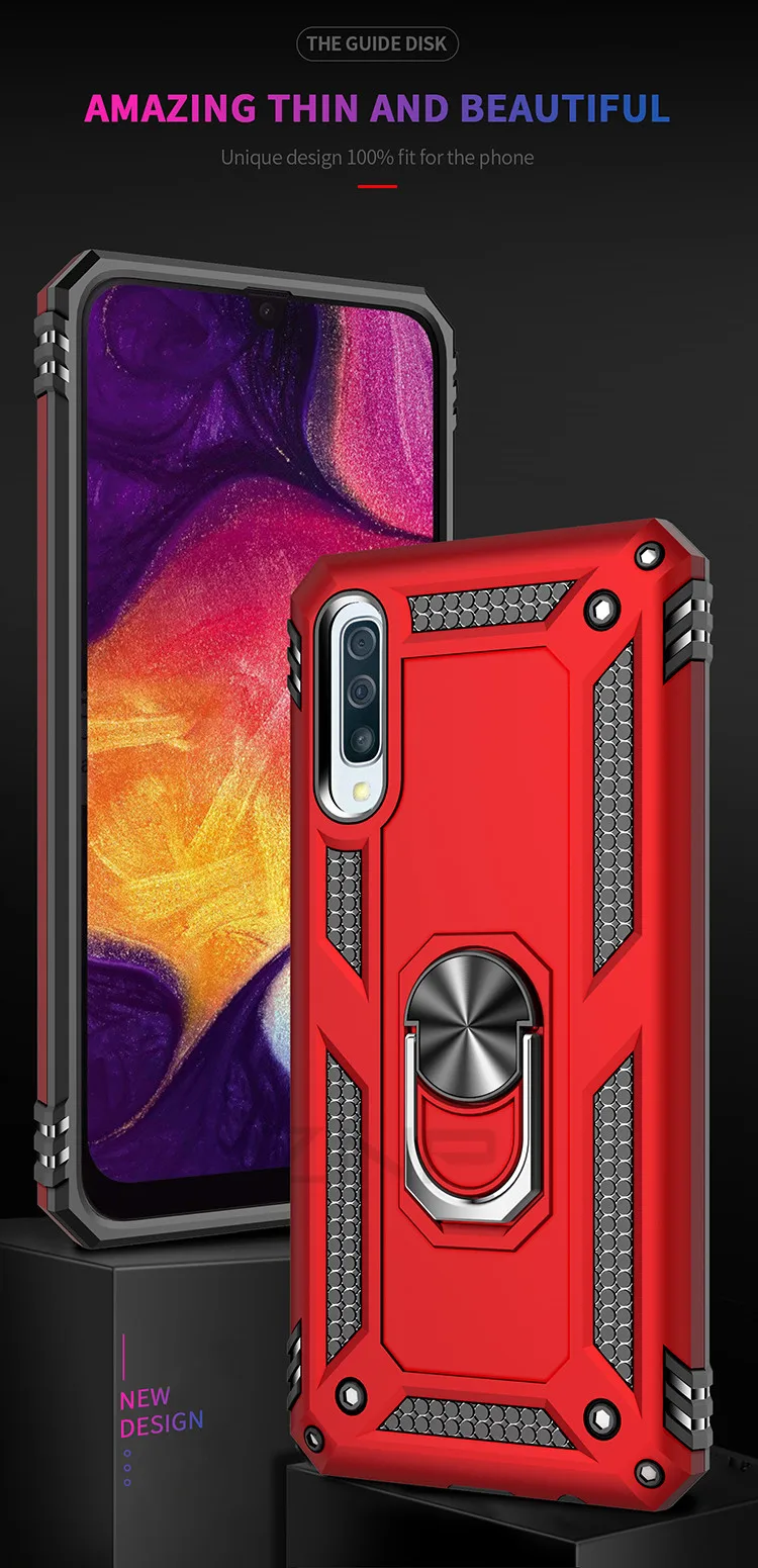 ZNP Shockproof Stand Phone Case For Samsung Galaxy A90 A80 A70 A60 A50 A40 A30 A20 A10 M10 M20 With Holder Ring Armor Cover Case